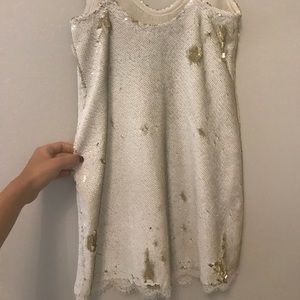 seeing double sequin slip dress ivory